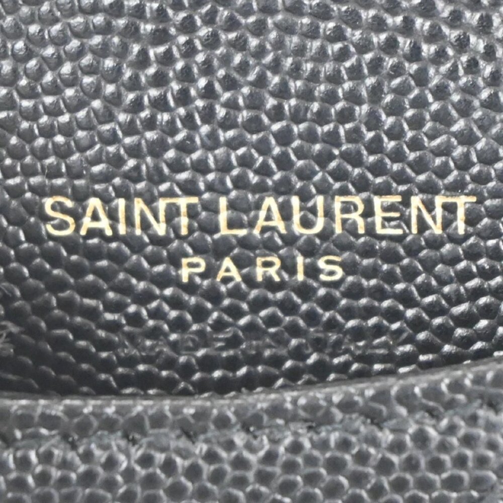 SAINT LAURENT YSL Logo Frap Card Coin Case Quilted Leather Black 612808 87KB982 - Picture 10 of 12